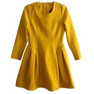 Oserjep Mustard Yellow Pleated Dress Stretch Size Small Brand New With Tags